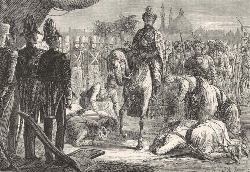 PAKISTAN. The surrender of Moolraj c1880 old antique vintage print picture